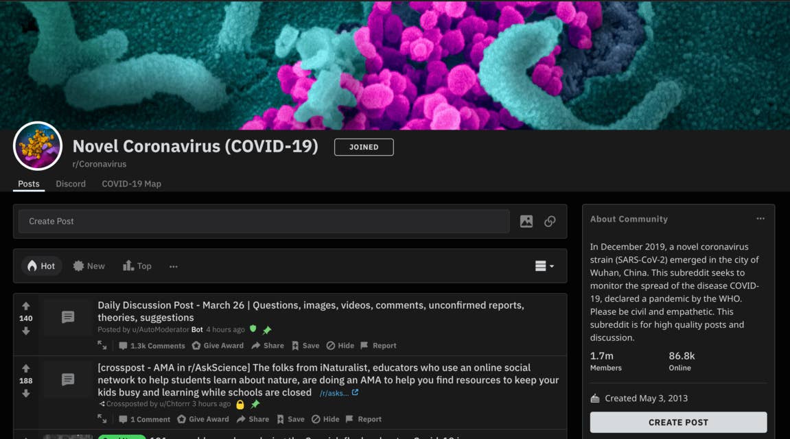How Reddit's Coronavirus Community Became A Global Lifeline