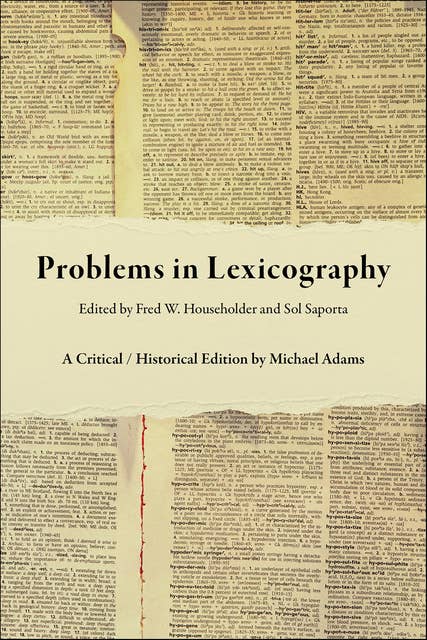 Problems in Lexicography: A Critical/Historical Edition