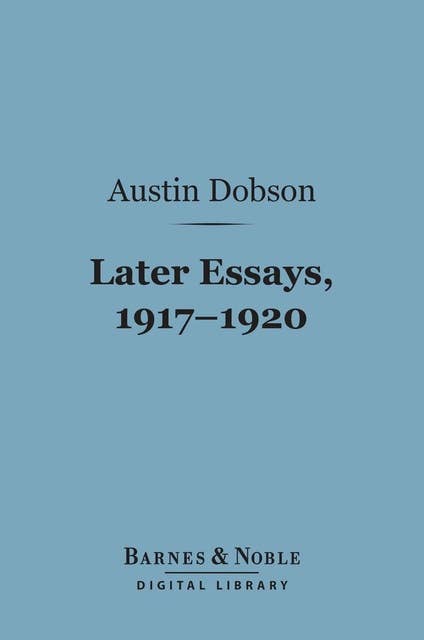 Later Essays, 1917-1920 (Barnes & Noble Digital Library)