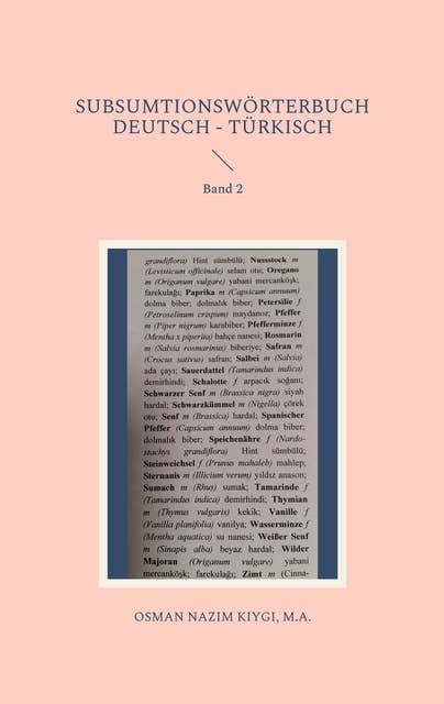 Subsumtionswörterbuch Deutsch - Türkisch: Band 2