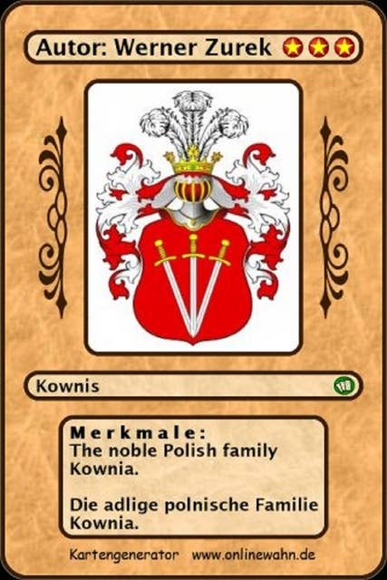 The noble Polish family Kownia. Die adlige polnische Familie Kownia.