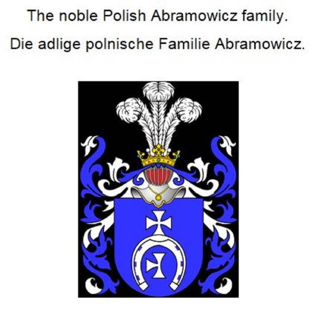 The noble Polish Abramowicz family. Die adlige polnische Familie Abramowicz.