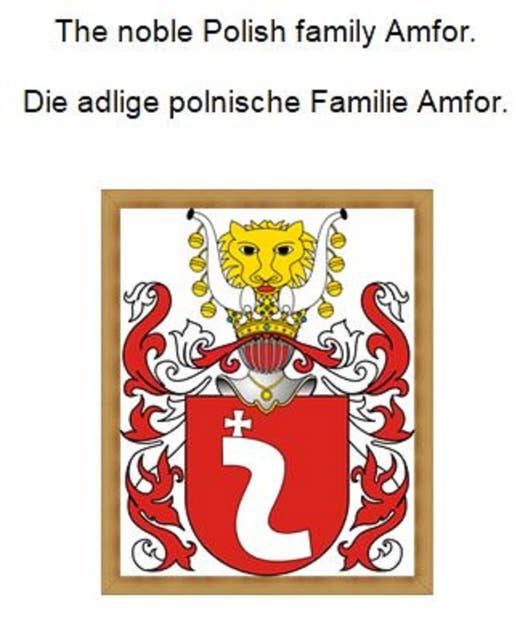 The noble Polish family Amfor. Die adlige polnische Familie Amfor.