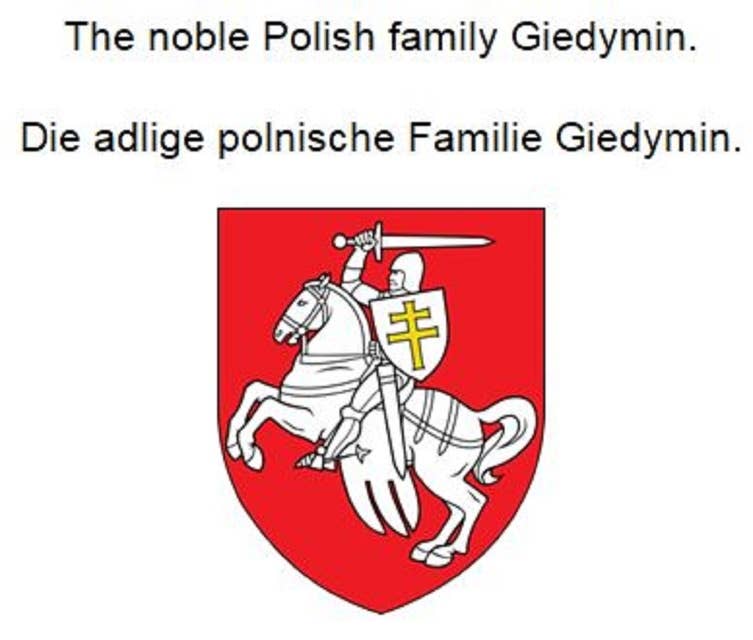 The noble Polish family Giedymin. Die adlige polnische Familie Giedymin.