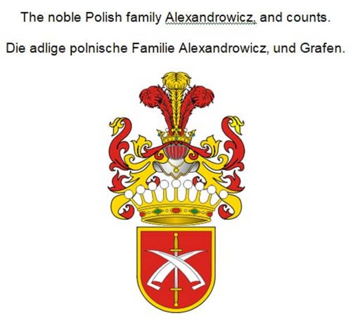 The noble Polish family Alexandrowicz, and counts. Die adlige polnische Familie Alexandrowicz, und Grafen.