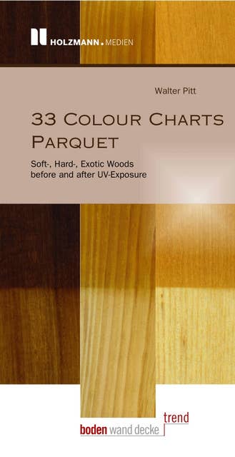 33 Colour Charts Parquet: Soft-, Hard-, Exotic Woods before and after UV-Exposure
