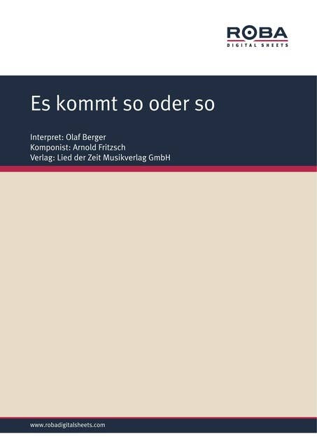 Es kommt so oder so: Single Songbook; as performed by Olaf Berger