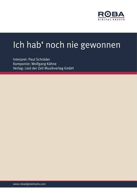 Ich hab' noch nie gewonnen: as performed by Paul Schröder, Single Songbook