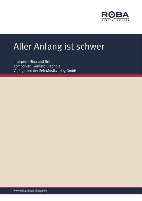 Aller Anfang ist schwer: as perfromed by Nina und Britt, Single Songbook