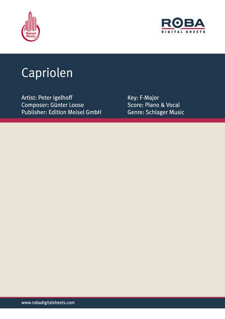 Capriolen: as performed by Peter Igelhoff, Single Songbook