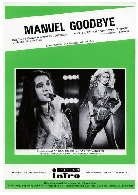 Manuel Goodbye: as performed by Andrey Landers / Andrea Jürgens, Single Songbook