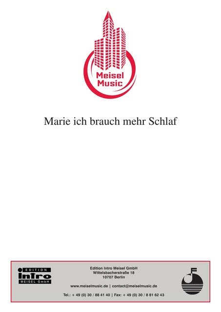 Marie, ich brauch mehr Schlaf: as performed by Hermann Hoffmann, Single Songbook