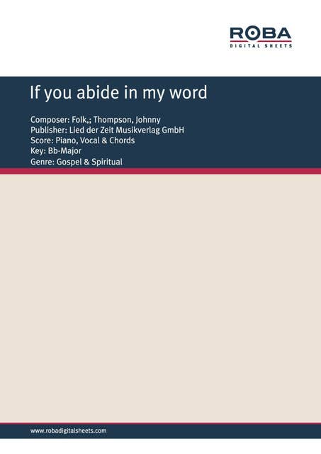 If you abide in my word: Single Songbook