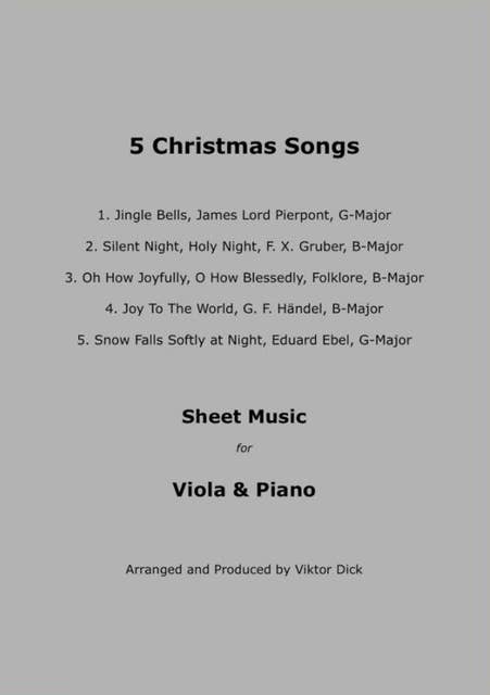 5 Christmas Songs - Sheet Music for Viola & Piano