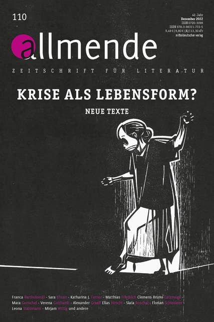 Allmende 110 – Zeitschrift für Literatur: Krise als Lebensform. Neue Texte
