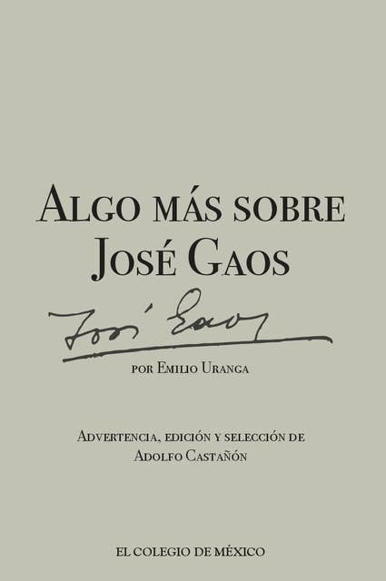 Algo más sobre José Gaos: Seguido de una bibliohemerografía aproximada