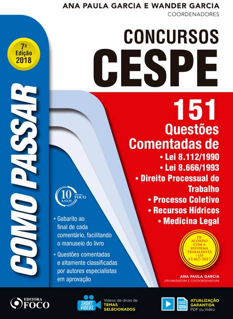 Como passar em concursos CESPE: 151 questões comentadas: Lei 8.112/1990, Lei 8.666/1993, direito processual do trabalho, processo coletivo, recursos hídricos, medicina legal