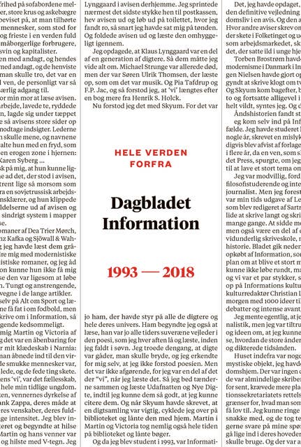 Hele verden forfra: Dagbladet Information 1993-2018