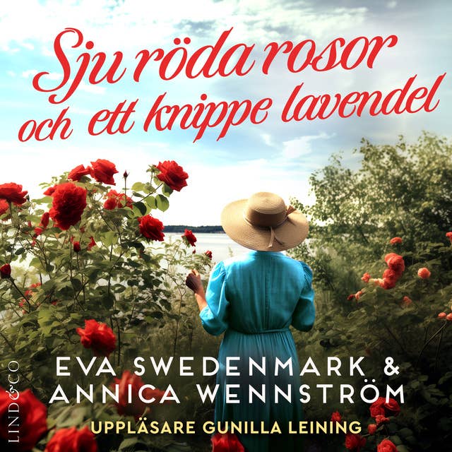 Sju röda rosor och ett knippe lavendel 