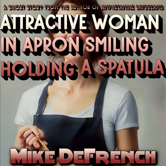 attractive woman in apron smiling holding a spatula